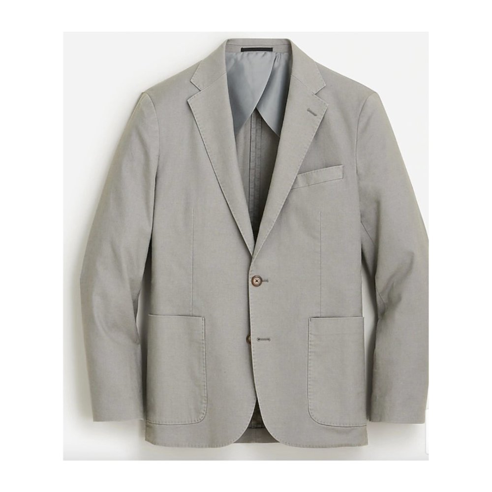 NWT J.Crew Mens Slim Fit Suit Jacket and Pants -- Stretch Hemp-Cotton Gray